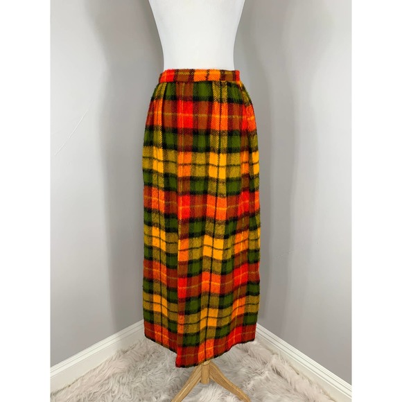 Vintage 70s Maxi Skirt Buffalo Check Plaid Tartan Fall Winter Grunge Punk Indie - Picture 4 of 12
